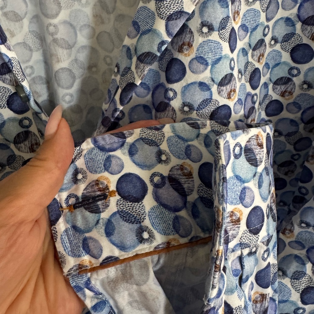 Modern Blue Patterned Shirt Jacket - Picture 7 of 8